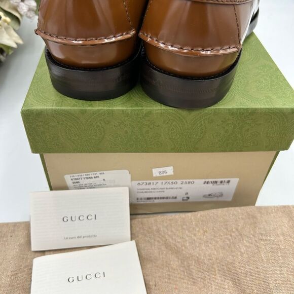 Men’s Gucci GG Supreme canvas/leather loafers size 8 fits 9US made in Italy - Picture 6 of 11